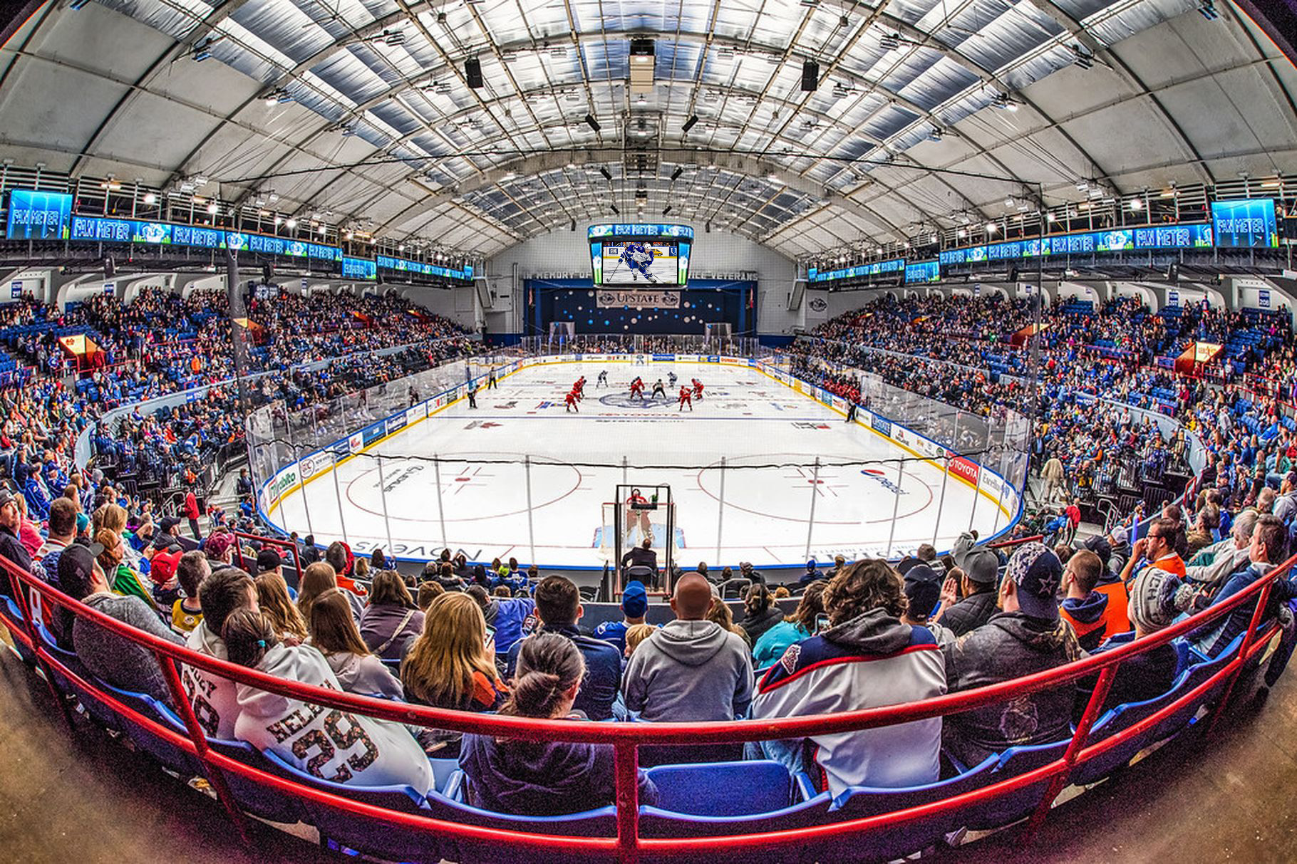 Syracuse Crunch, Control Room Broadcast Cabling, Cabling infrastructure, structured cabling, LED display, videoboard, scoreboard, center hung, centerhung, center-hung, AHL, hockey, American Hockey League, marquee, arena LED, screens, scoreboard, video control system, IPTV, AJP